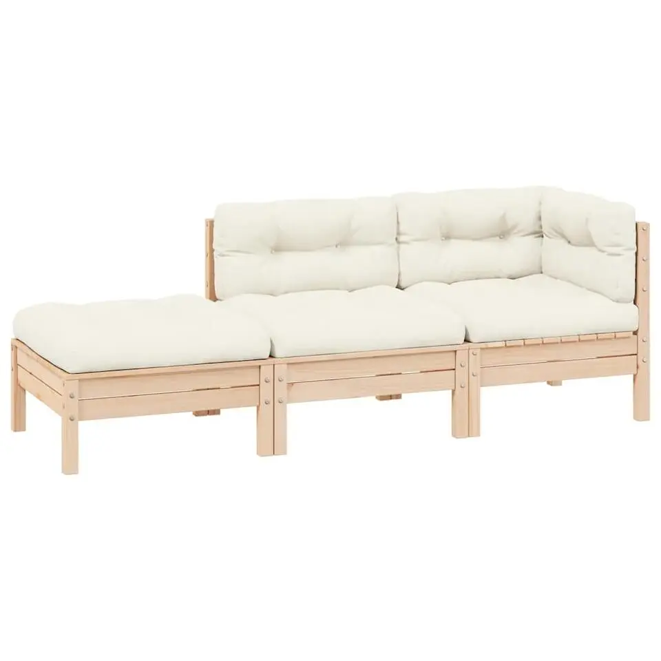 vidaXL - Loungeset - Crème - Grenenhout