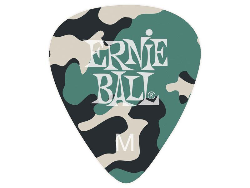 Ernie Ball Camouflage Medium Picks 0.72 mm – 12er Pack Zelluloid-Plektren im Camouflage-Look