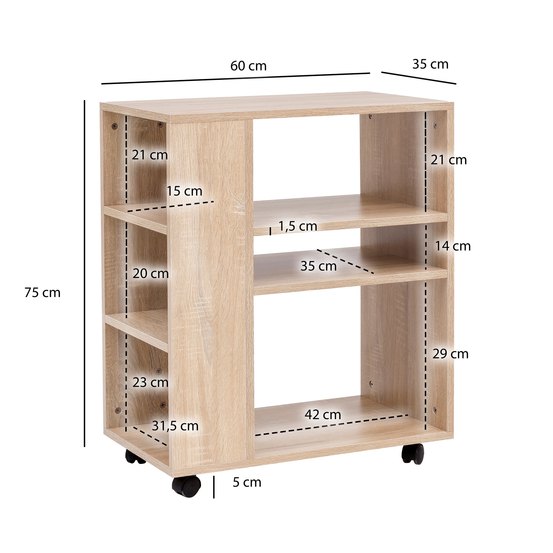 Regal 60 x 75 cm Sonoma Eiche