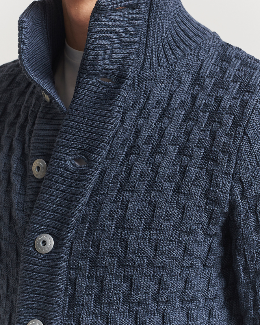 S.N.S. Herning Stark Cable Cardigan Faded Mineral Blue