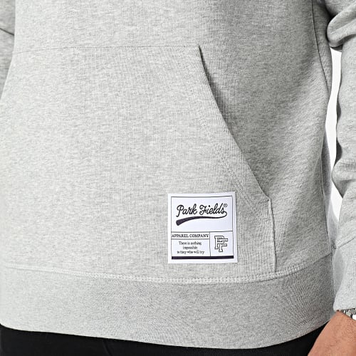 Sweat Capuche Harvard Gris Chiné Rouge