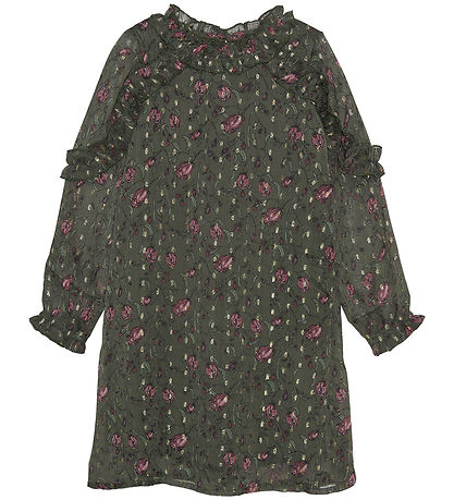 Creamie Kleid - Flower Dot - Olive Nacht