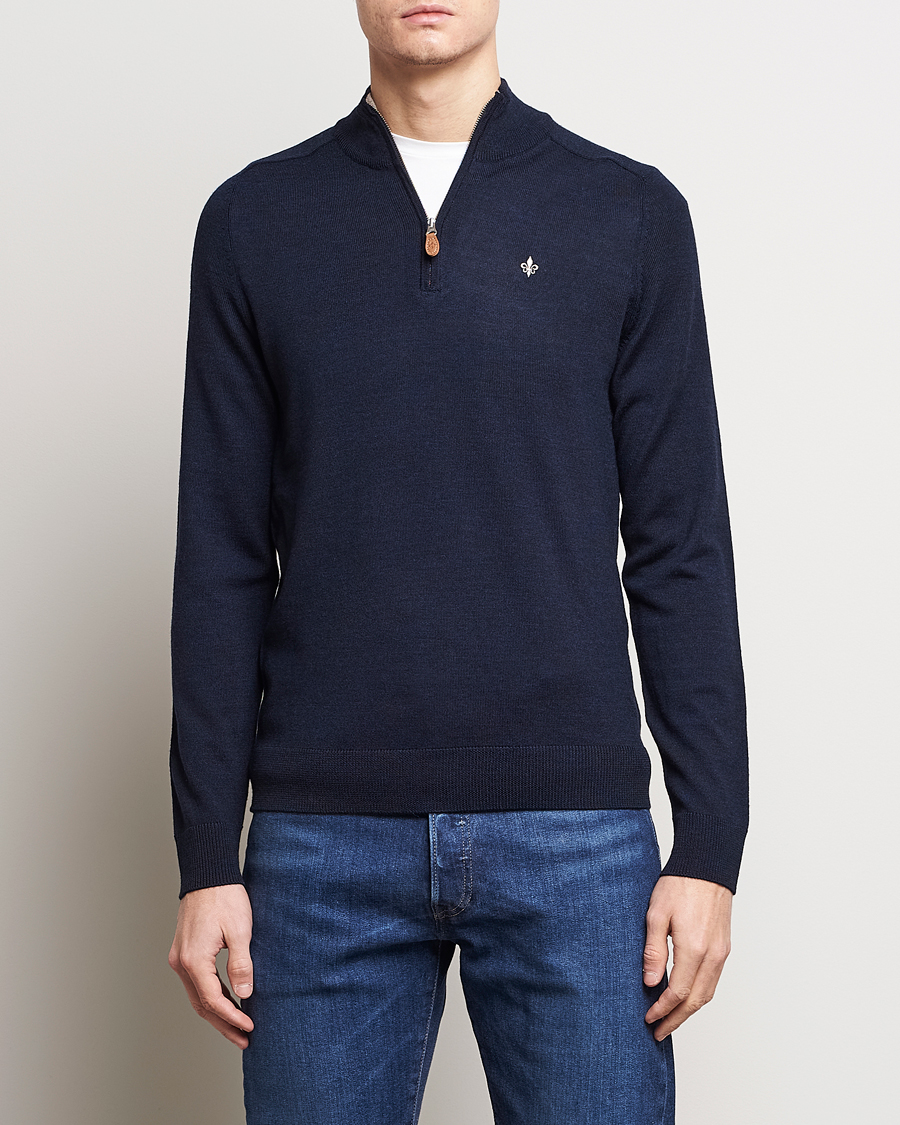Morris John Merino Half Zip Navy
