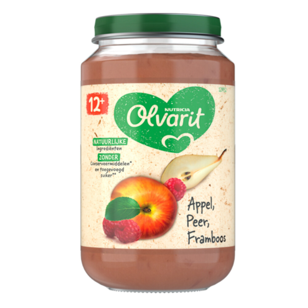 6x Olvarit Fruithapje 12m Appel Peer Framboos200 gr