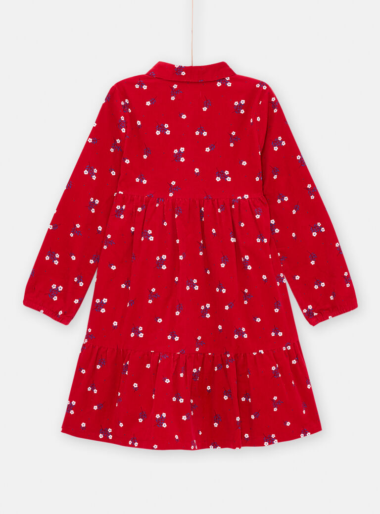 Robe chemise rouge à imprimé fleuri fille