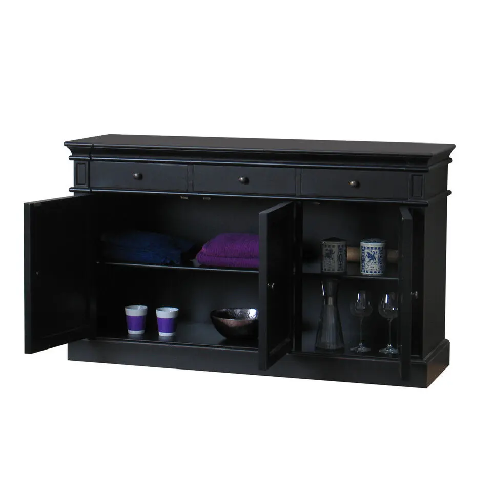 Hioshop Dressoir Mozart zwart antiek sideboard