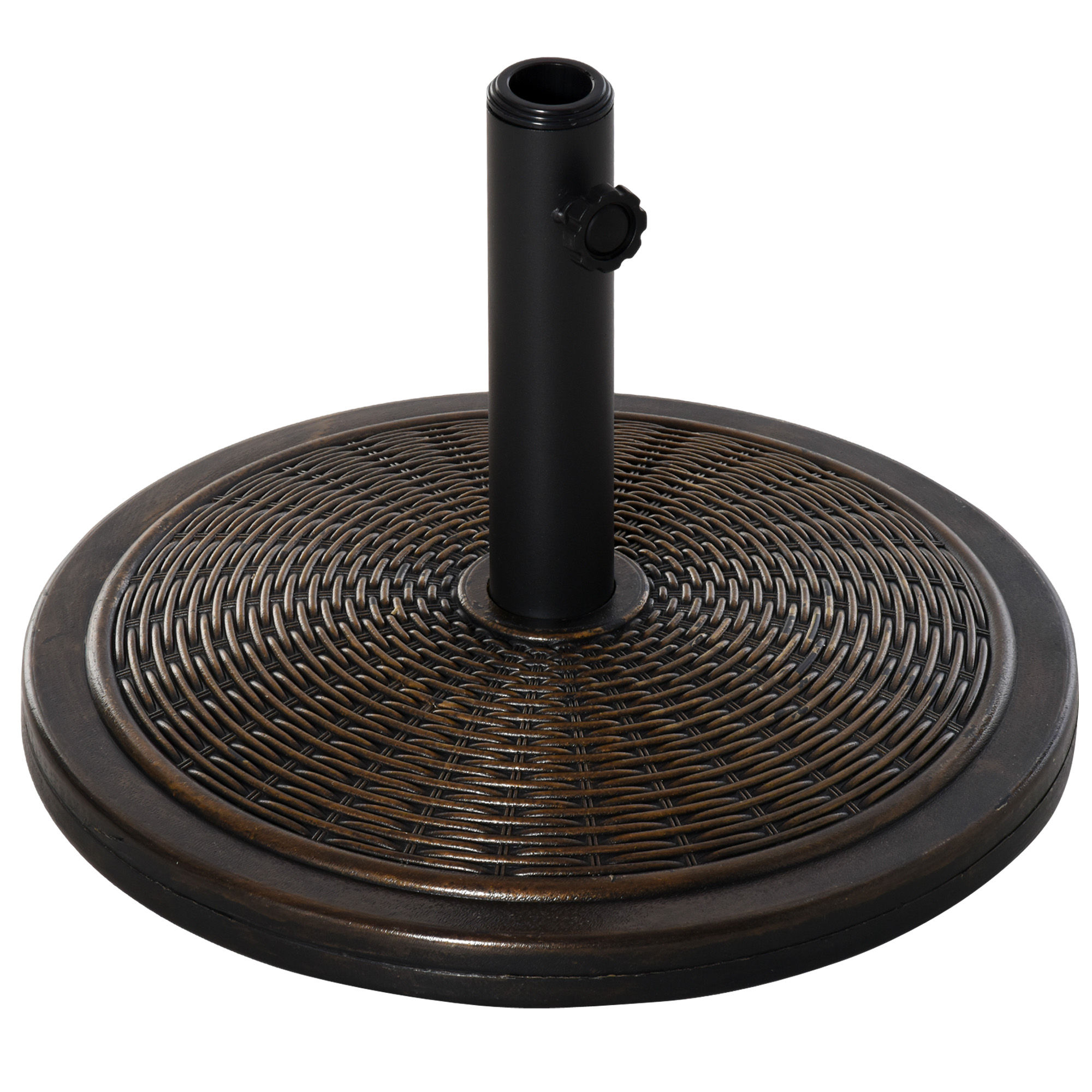 Base para guarda-sol de jardim Outsunny, peso líquido 13 kg, estilo retrô, em cimento, para hastes de 35 mm/38 mm/48 mm, ideal para pátios e terraços externos, Ø48 x 34 cm, cor bronze.