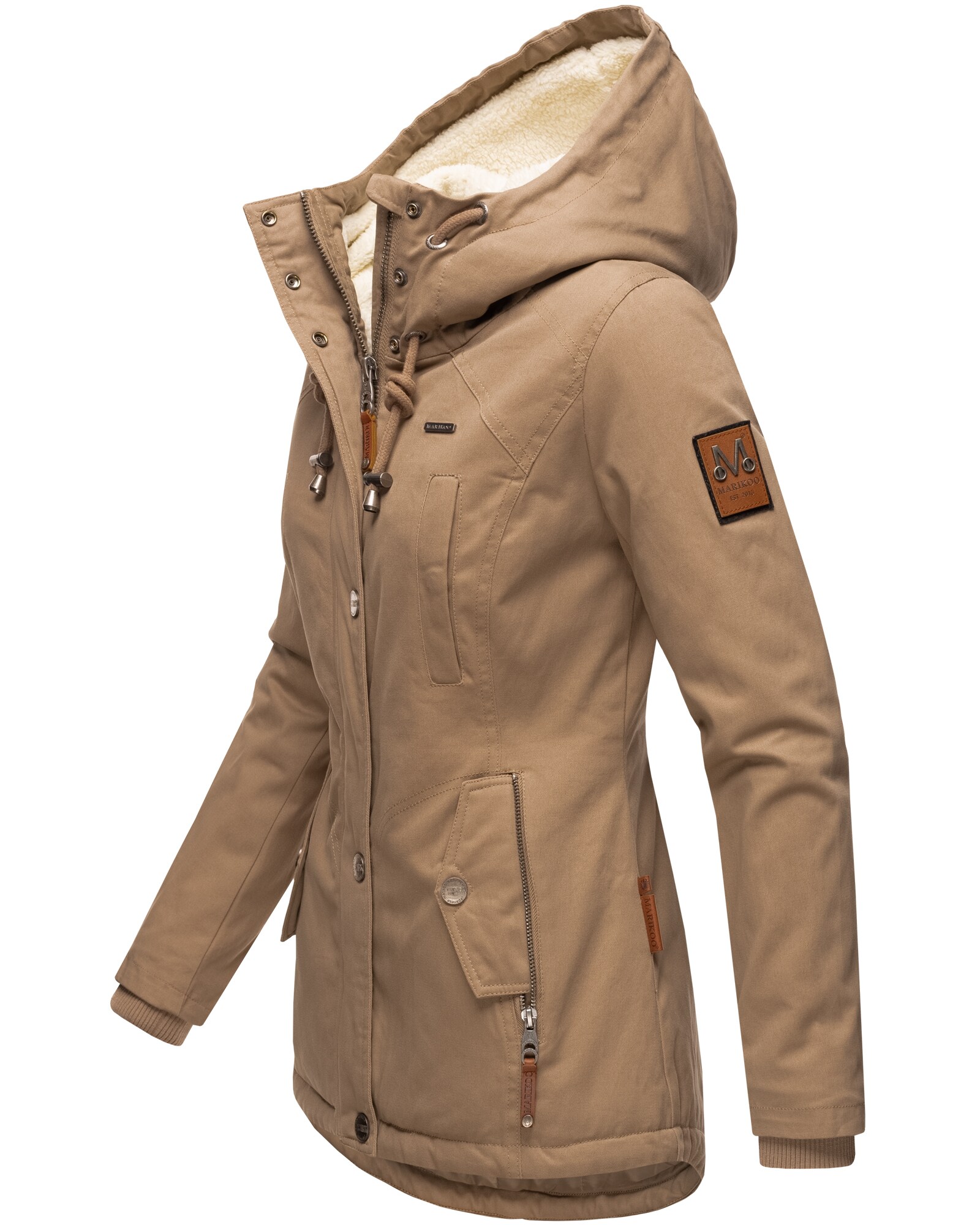 MARIKOO Damen Winterjacke Outdoor Baumwolljacke mit Kapuze Bikoo