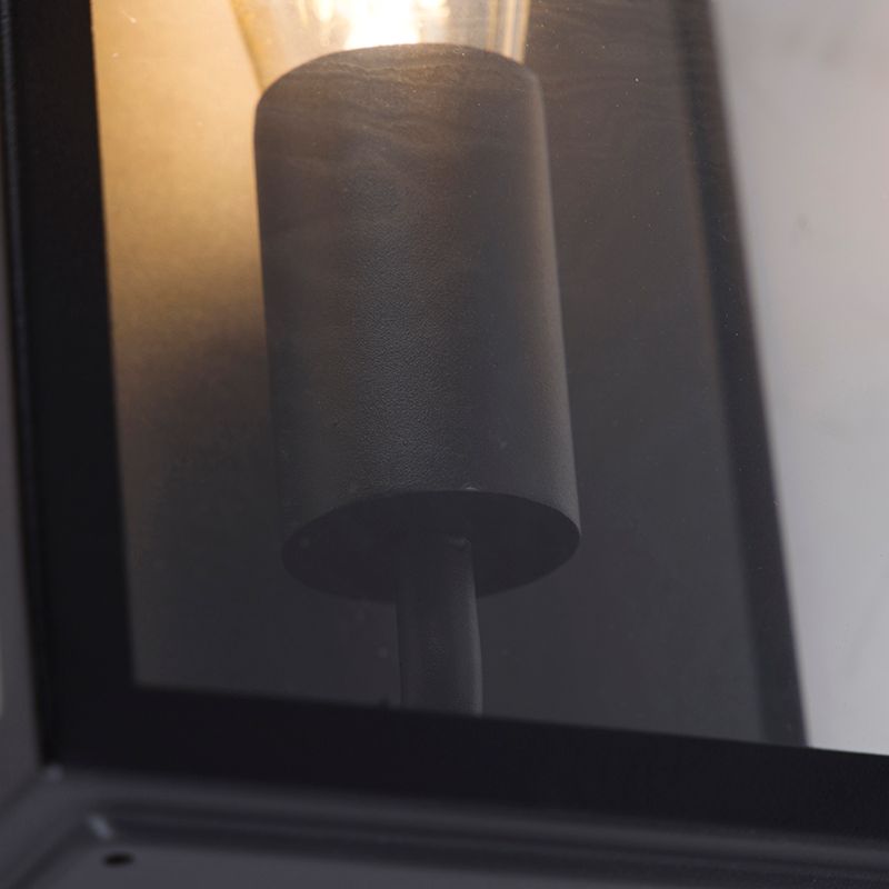 Industriële buiten wandlamp zwart IP44 met glas - Rotterdam