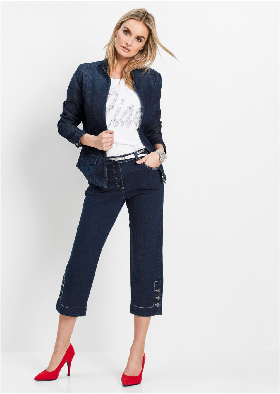 Pantacourt en jean extensible