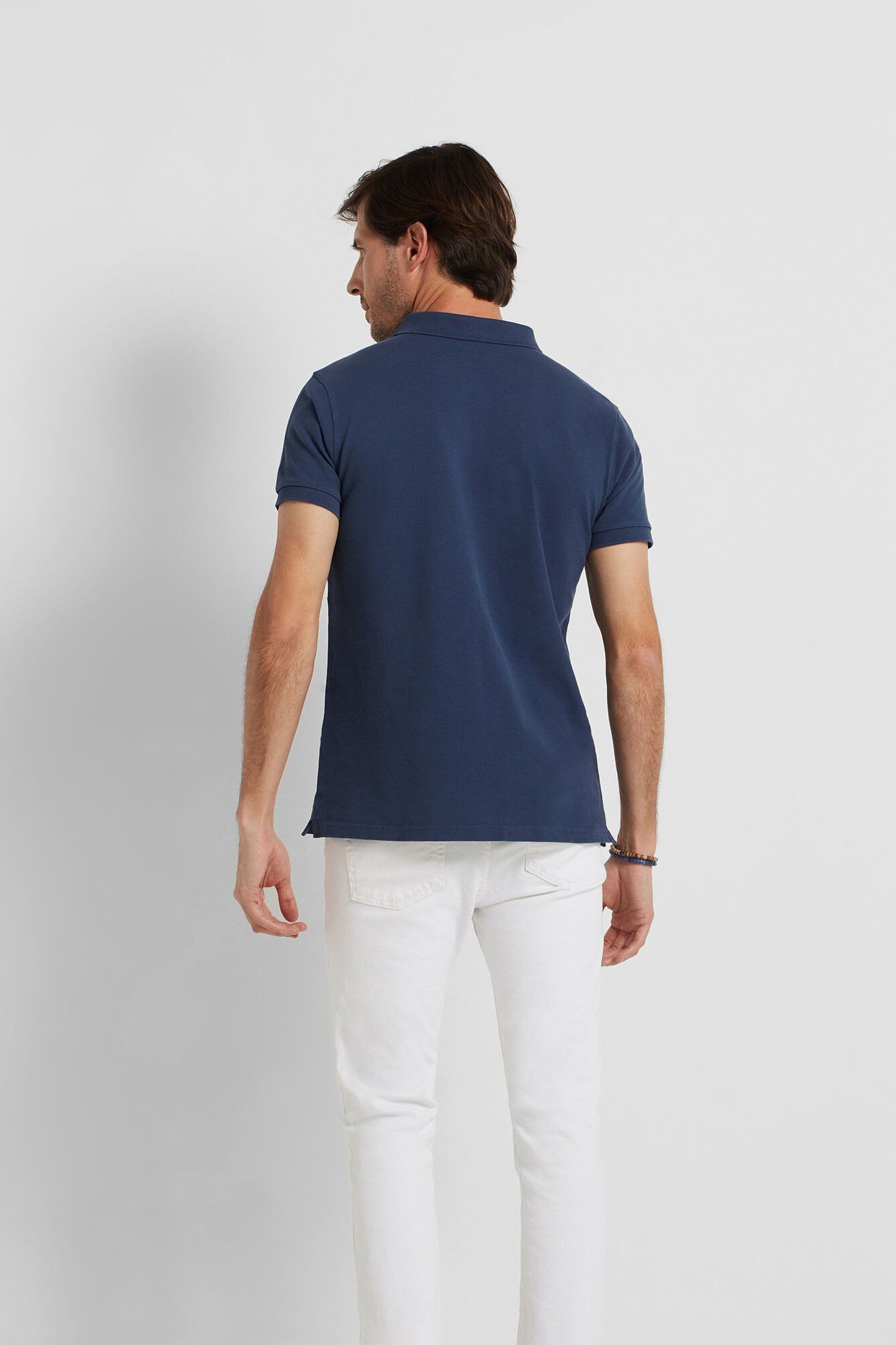 Camisa polo clássica com mini raquete em azul marinho - Azul marinho