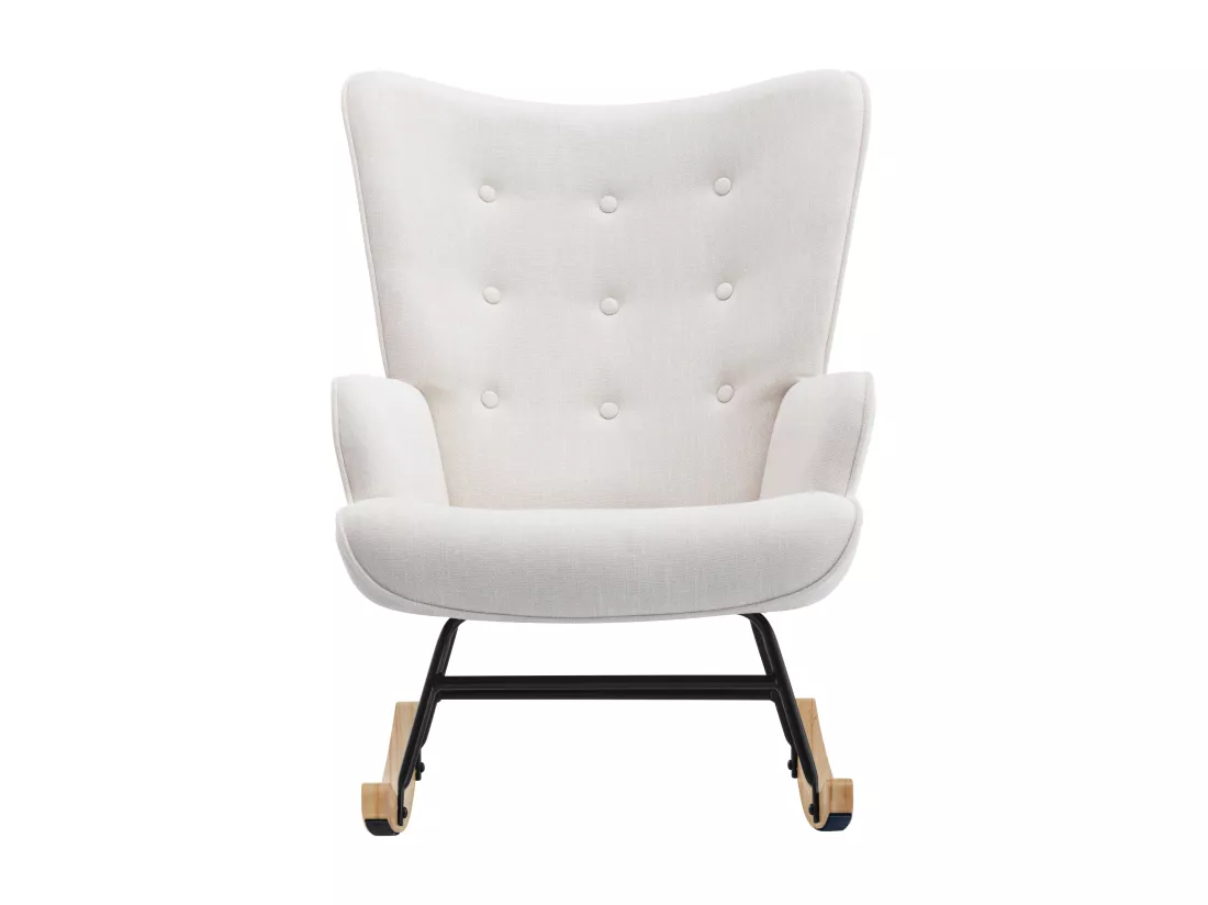 Fauteuil à bascule en tissu chiné beige ELMINA II