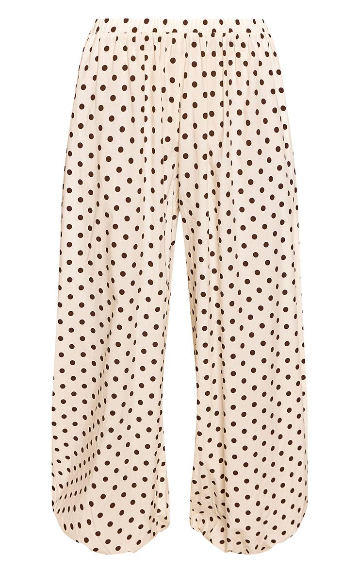 Crème Ensemble Coordonné Pantalon À Ourlet Ballon À Pois