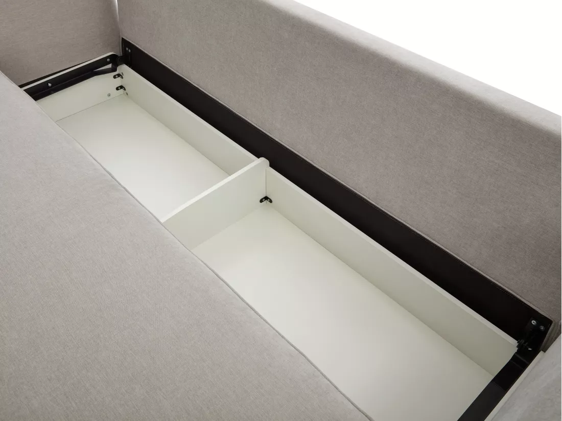 Canapé 3 places convertible en tissu gris clair avec assise à mémoire de forme SITALA
