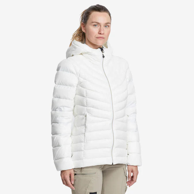 Decathlon Forclaz - Jaqueta puffer feminina com capuz Forclaz MT500