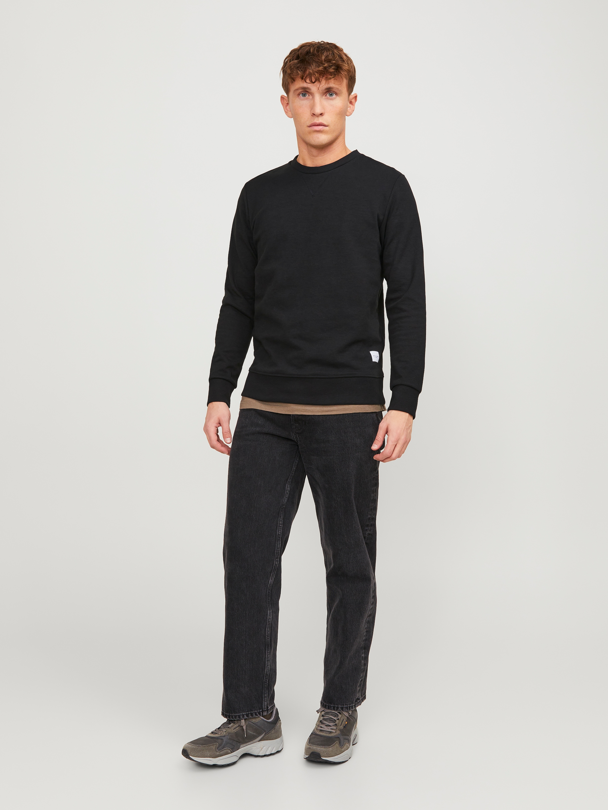 Jack & Jones Sweatshirt »JJEBASIC mit Flaglabel und weicher Baumwollmischung«, unifarben, modisch, regular fit, Baumwolle, Rundhals