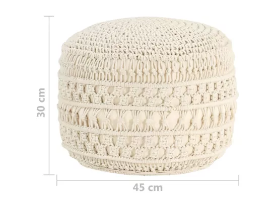 Pouf fait à la main en macramé 45x30 cm Coton