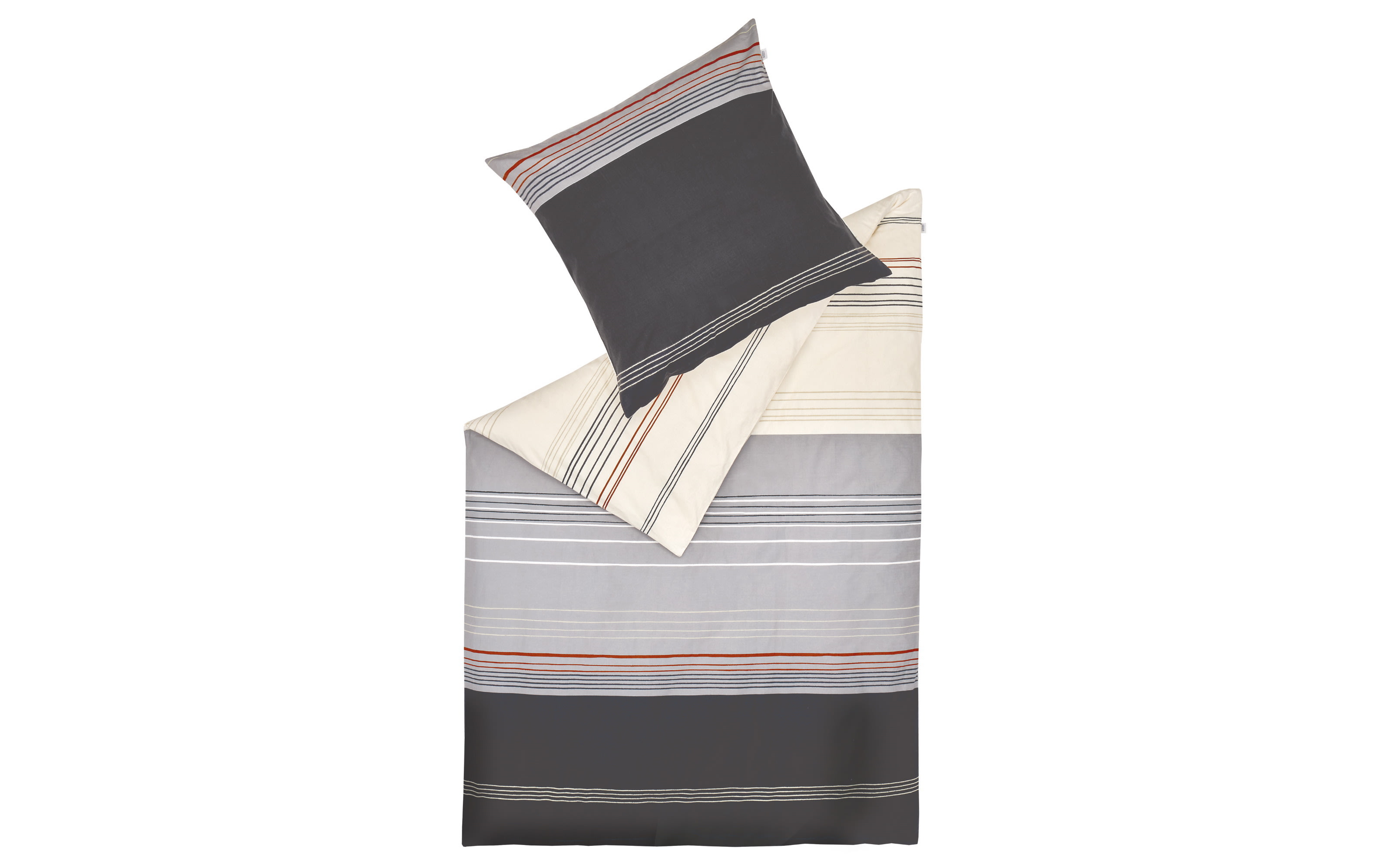 Bettwäsche-Set Horizon, grau/anthrazit/beige, 135 x 200 cm