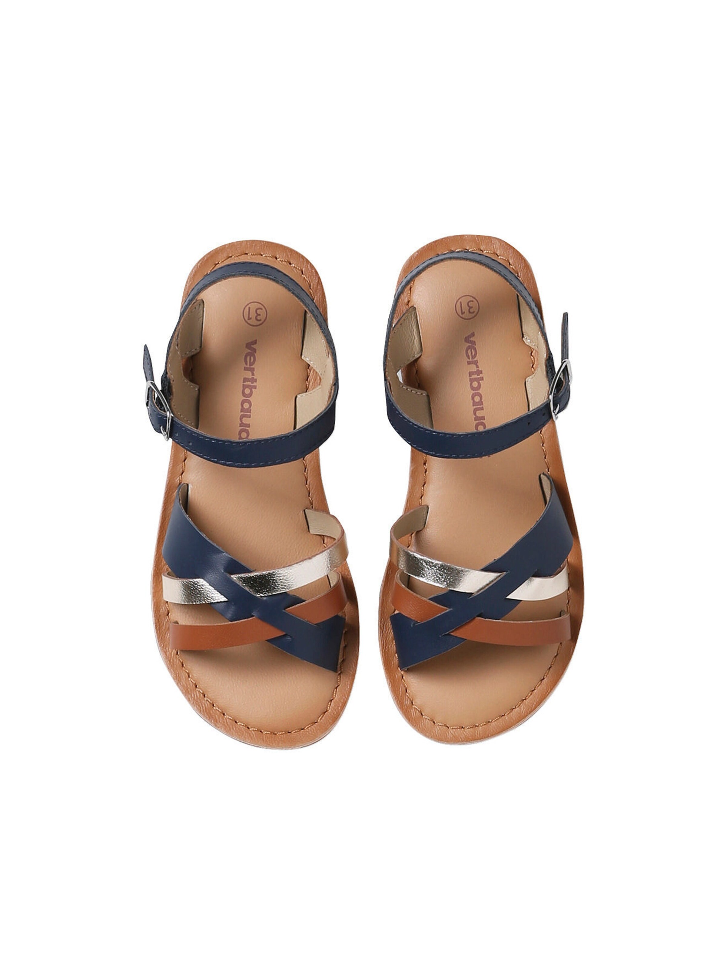 Vertbaudet Kinder Riemchen-Sandalen aus Leder set blau