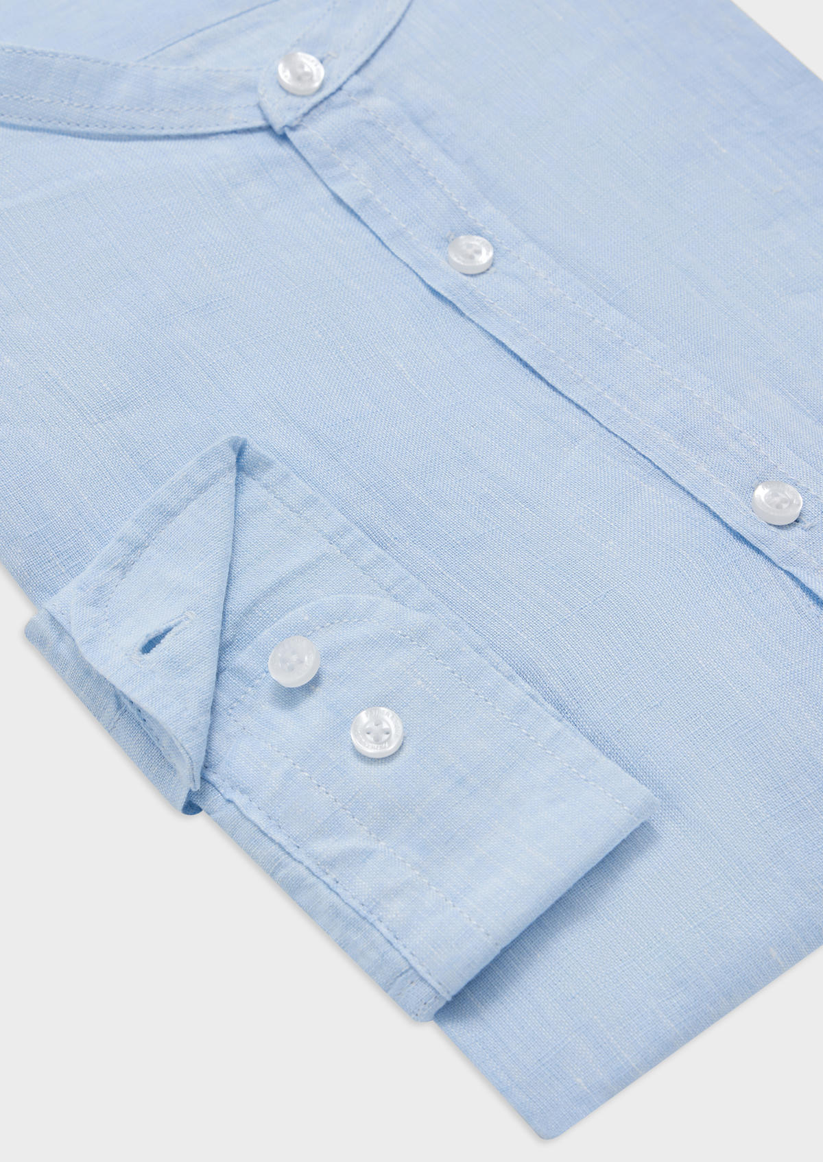 Chemise sport Slim en lin uni bleu ciel à col officier