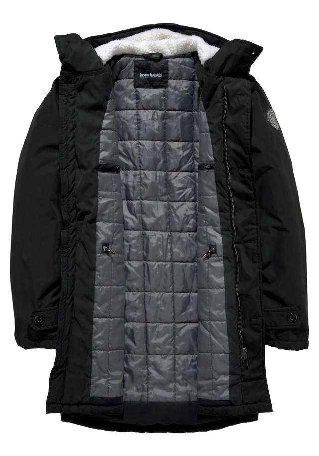 Bruno Banani Parka mit Kapuze Winterjacke mit Teddy Fleece gefüttert und anpassbarer Kapuze