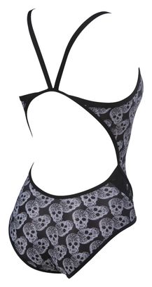 Maillot de Bain Une-Pièce Femme Arena Crazy Pop Skulls Superfly Back One Piece Gris
