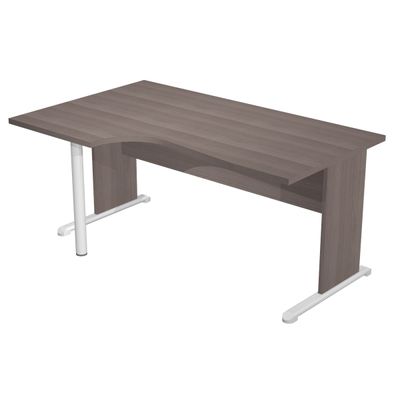 Bureau compact Trend - retour à gauche avec pieds bois + pied de renfort - L160 - plateau imitation frêne Toscan