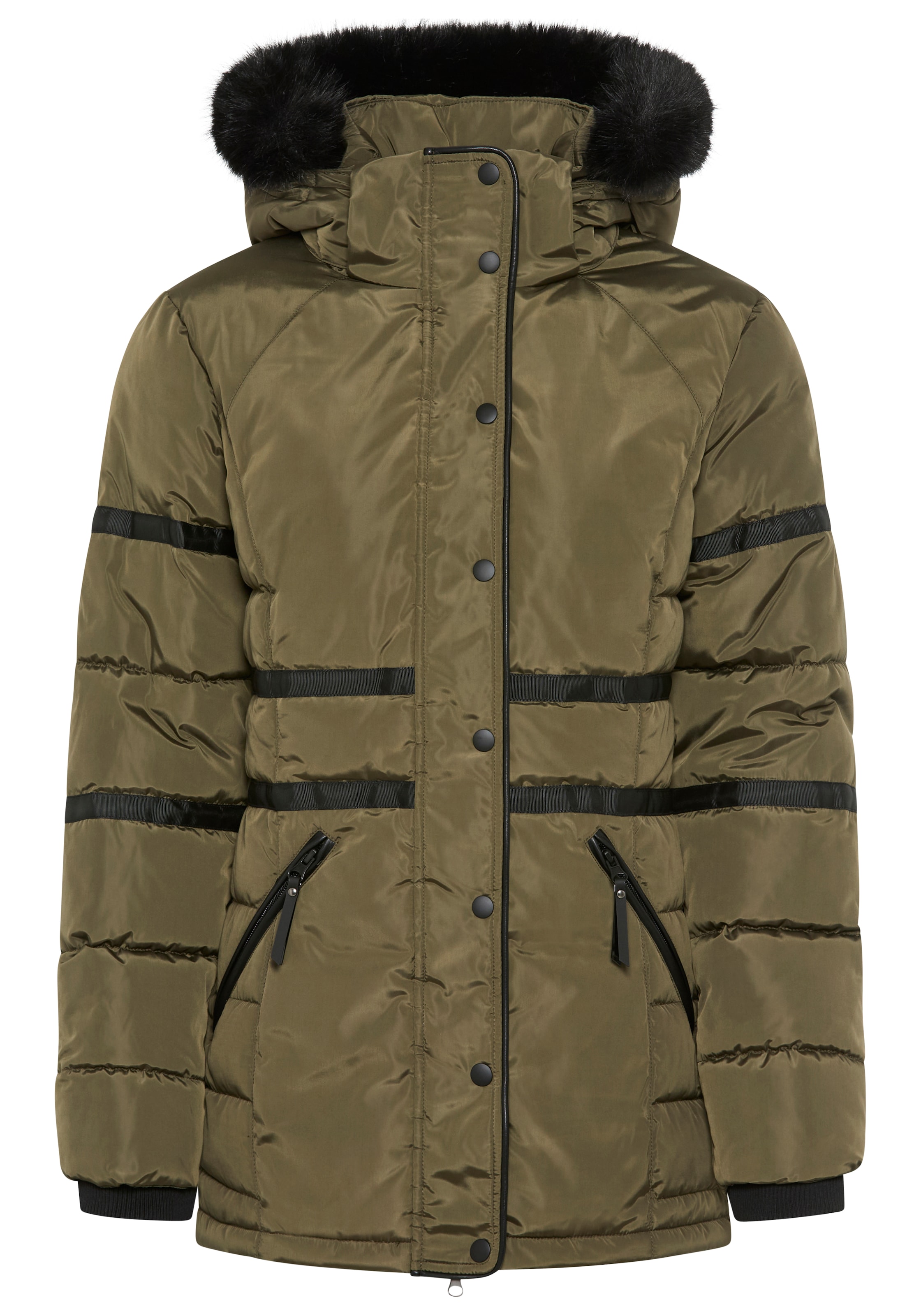 Laura Scott Winterjacke mit Kapuze mit abnehmbarer Kapuze und Fellimitat