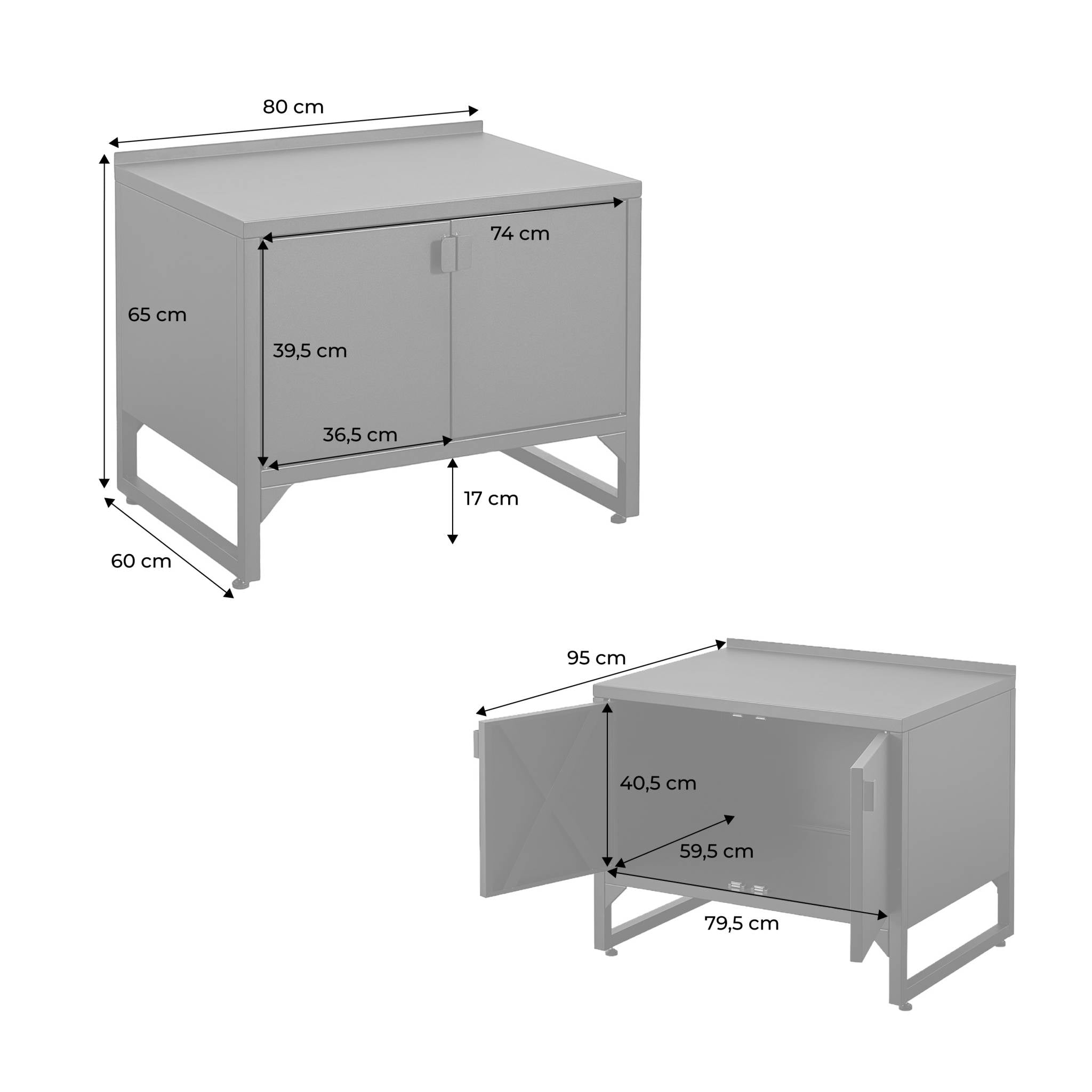sweeek - Buitenkeukenmodule 2 deuren van staal L80cm