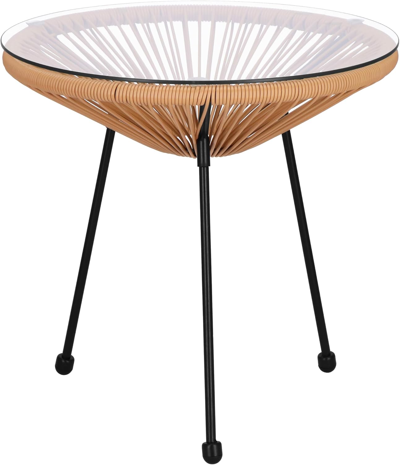 SPRINGOS Acapulco Gartenstühle 2er-Set inkl. Glastisch wetterfest Rattan Lounge Gartenmöbel Set Balkonstuhl rundes Design Terrasse Outdoor Loungechair