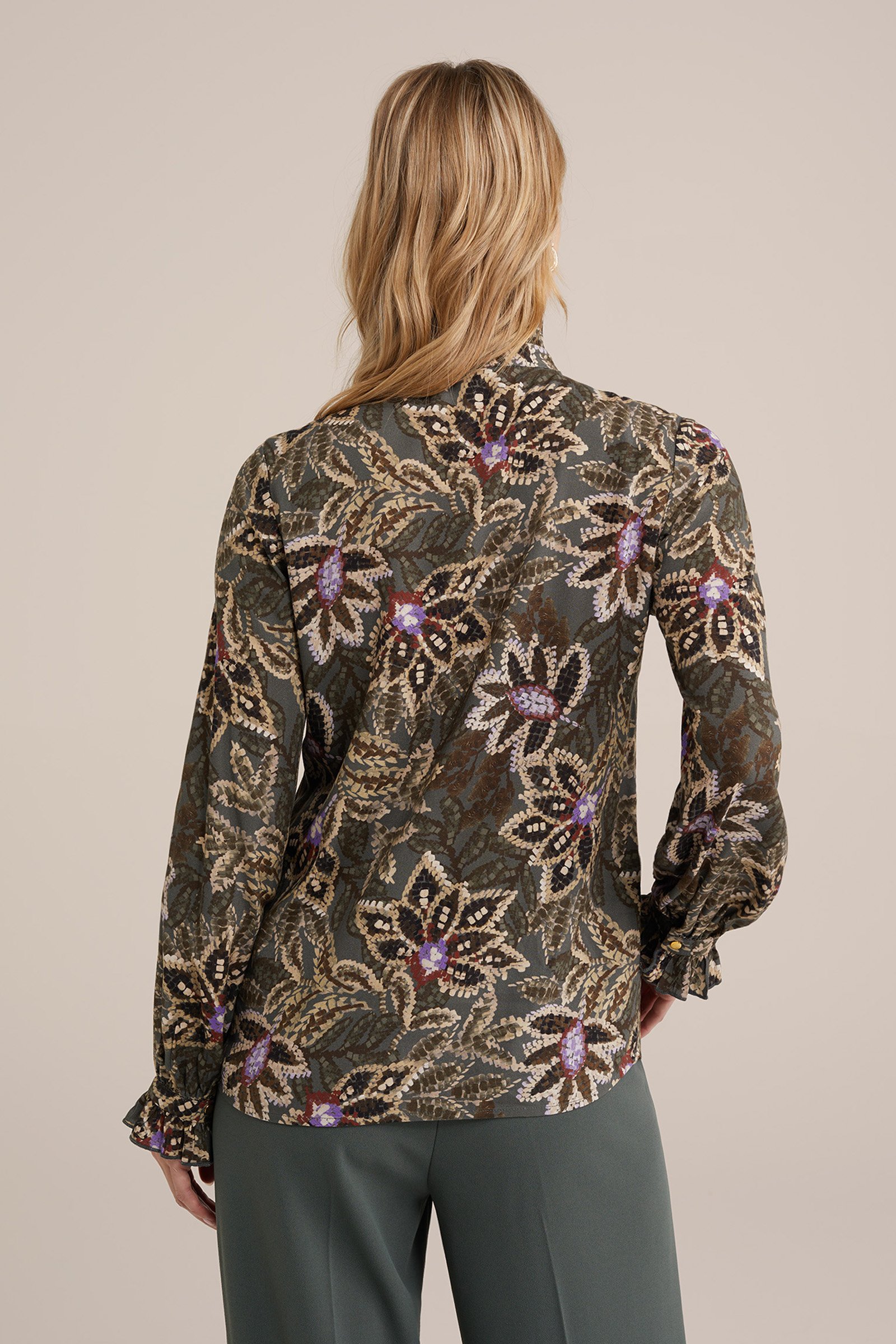 blouse met dessin WE Fashion Donkergroen