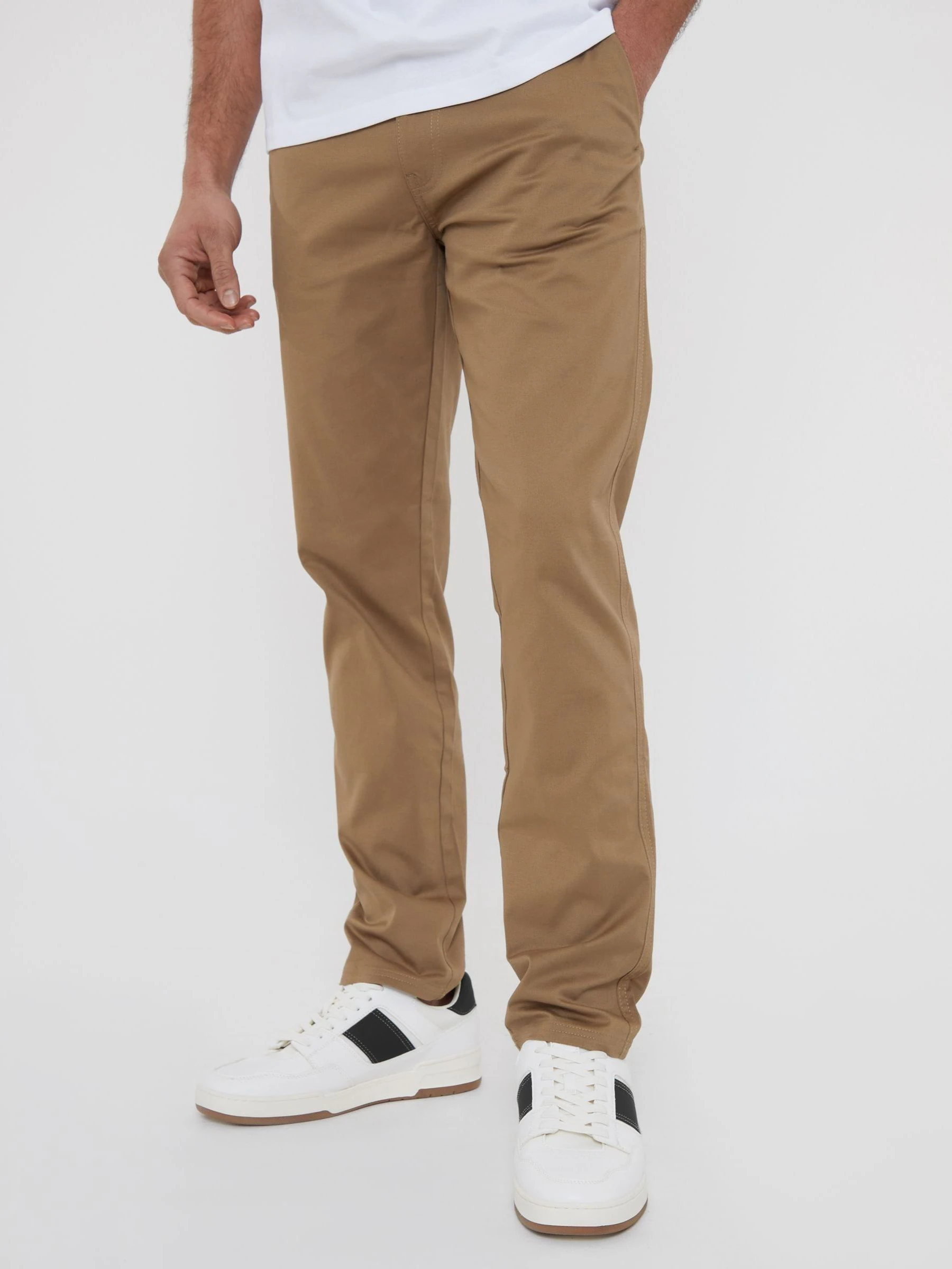 Donker kiezelkleurig - Threadbare Regular Fit Chino Trousers with Stretch