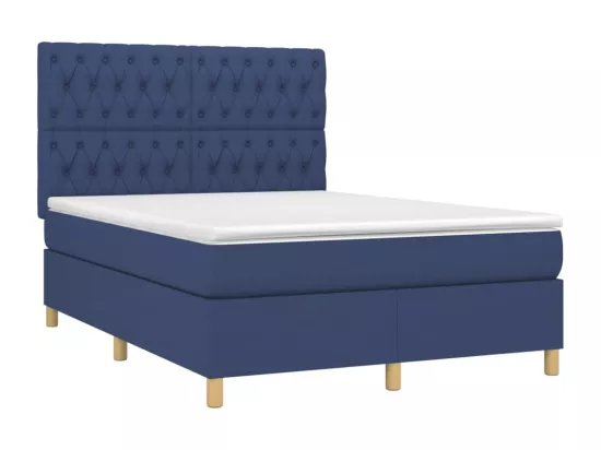 Sommier tapissier avec matelas et LED Bleu 140x190 cm Tissu