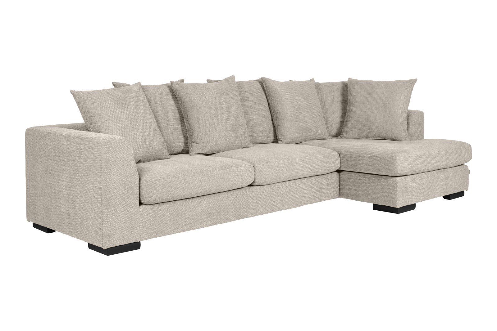 Paso Doble Day Sofa 2,5-seter og divan høyre, I tekstil Salento Linen, Valnøtt ben i tre, EU komfort. Promotion