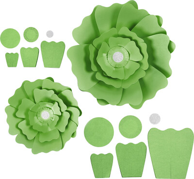 Papirblomster - Ø 15+25 CM - 230 G - Grøn - 2 Stk