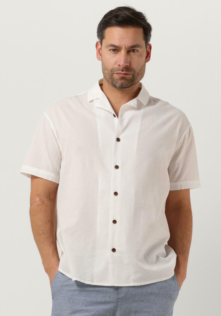 ANERKJENDT gebroken wit anerkjendt casual overhemd akkarsten s/s seersucker shirt