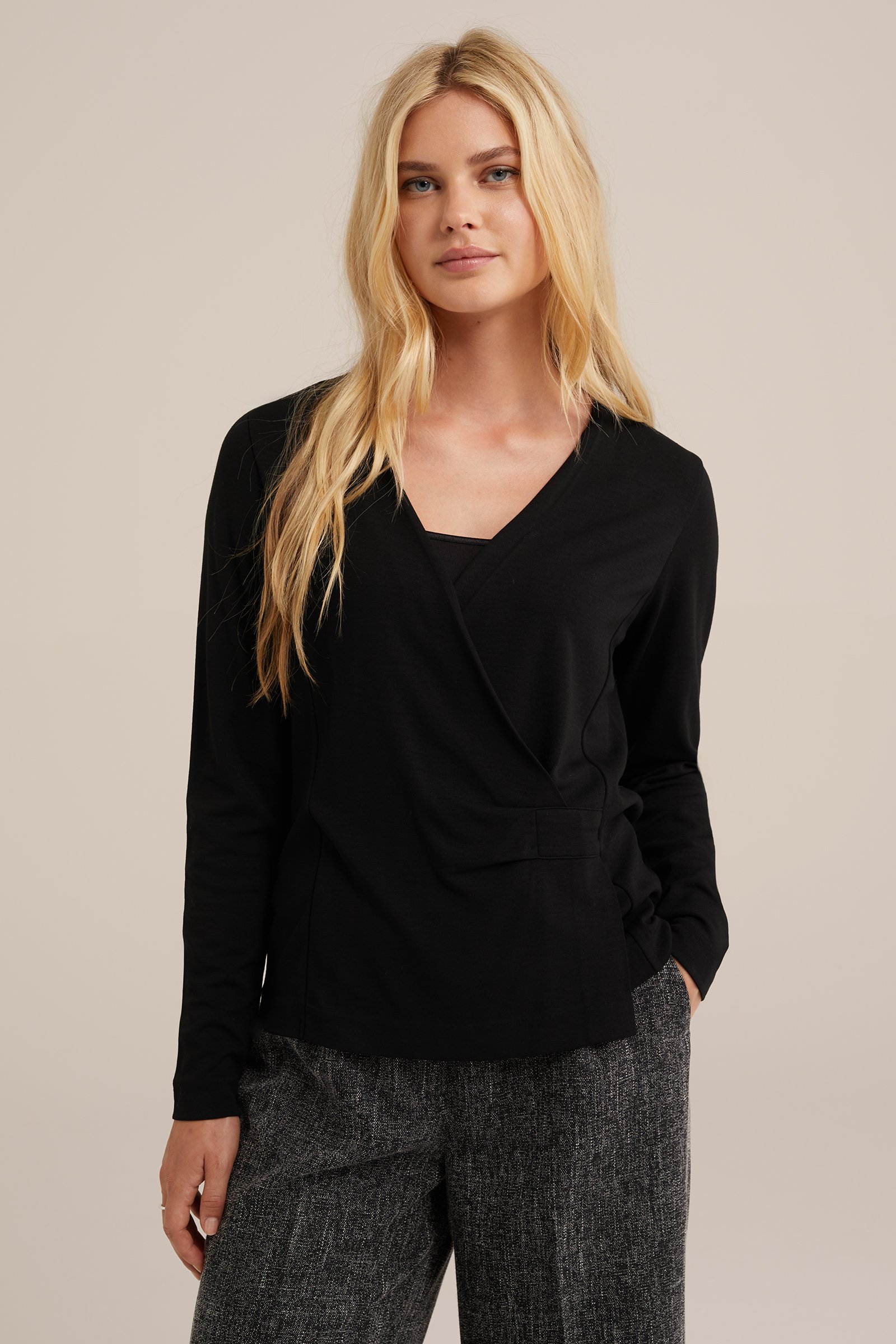 overslagtop WE Fashion Zwart