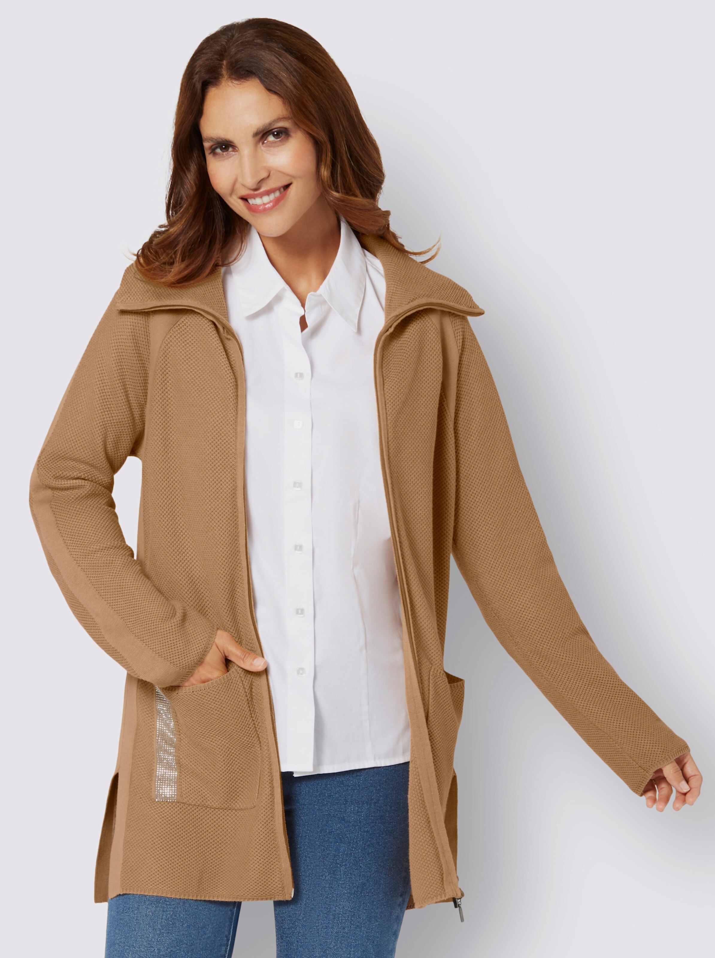 Long-Strickjacke