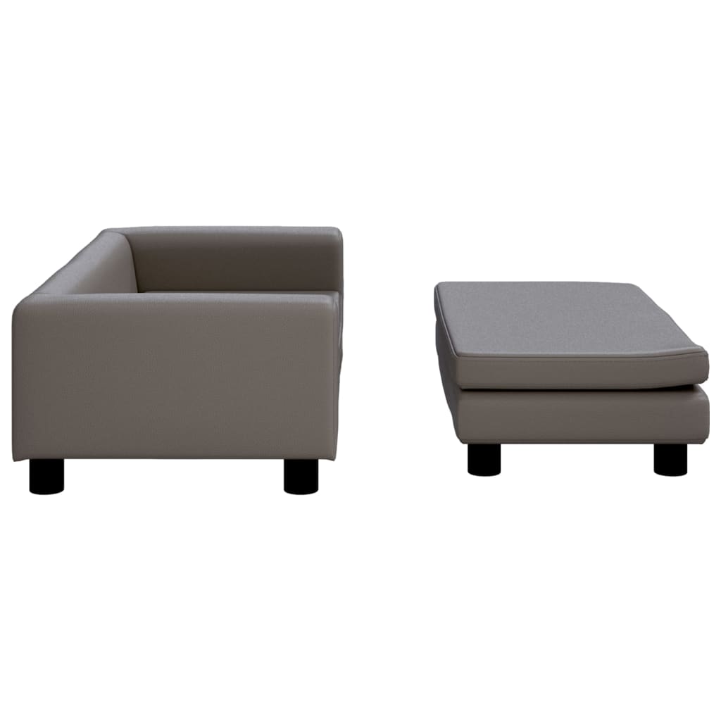 Cama para cães vidaXL com extensão, couro sintético, cinza, 100x50x30 cm