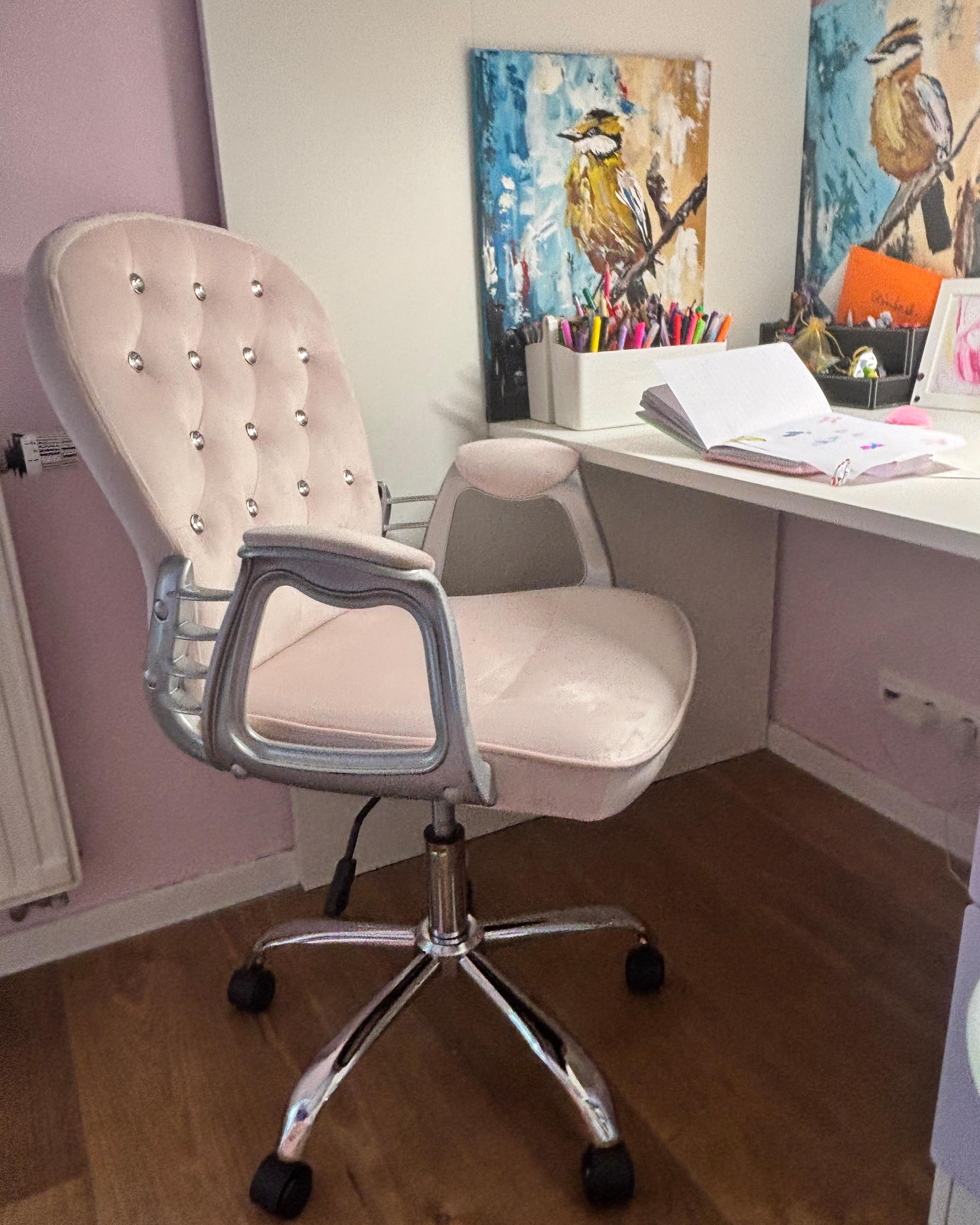 Bureaustoel PRINCESS Fluweel Pastelroze