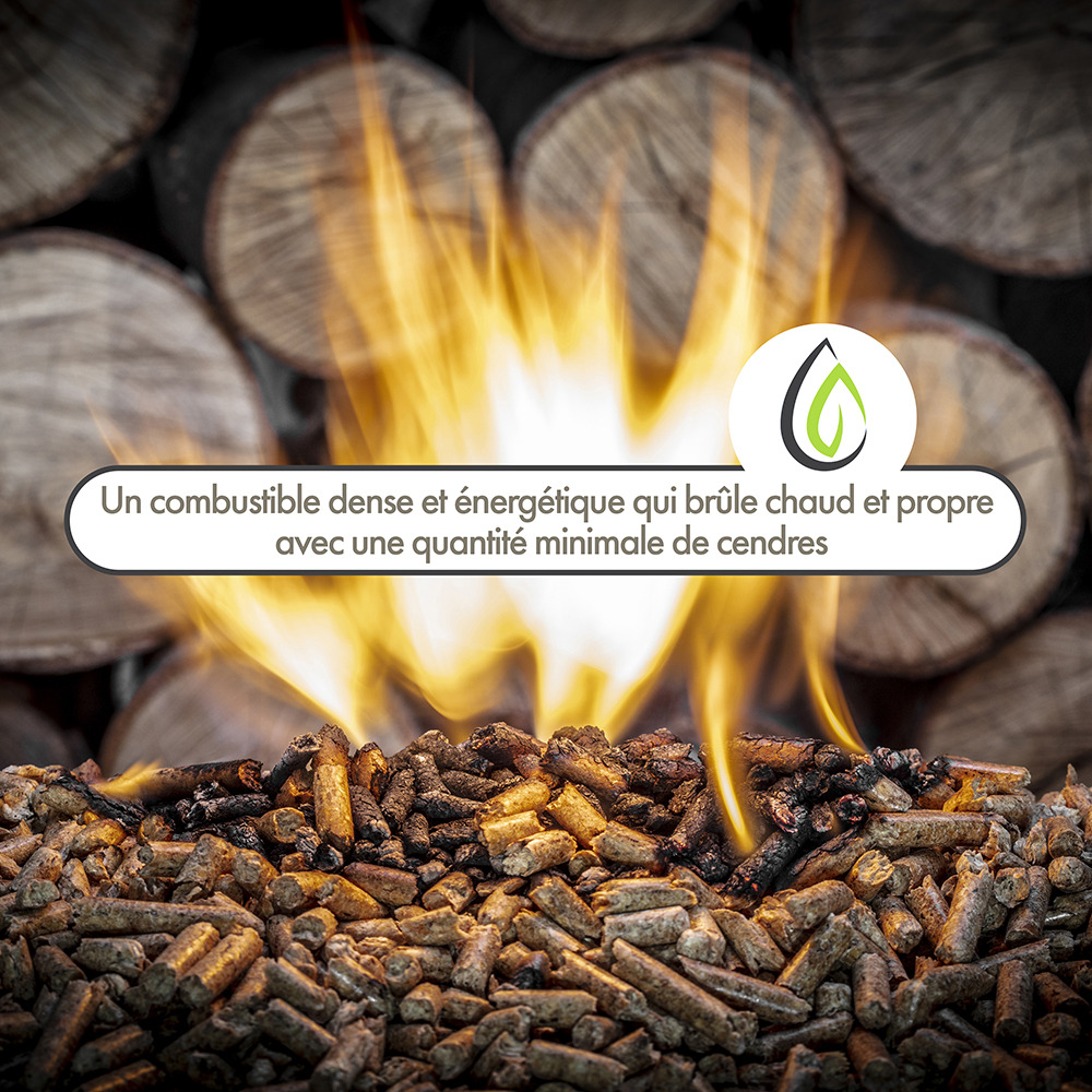 Wood pellets - granulés de bois 40 sacs 15 kg - haute qualité et haute performance technique - combustion propre et ecologique -