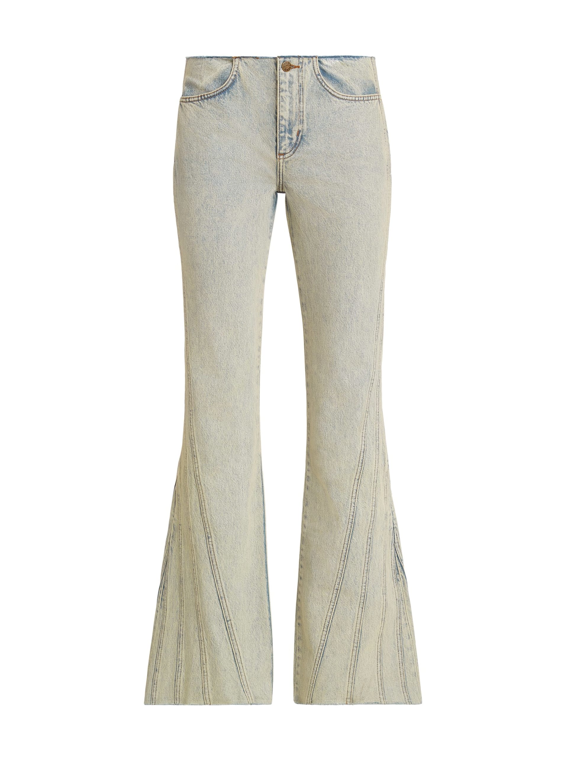 calças flare de jeans com painéis