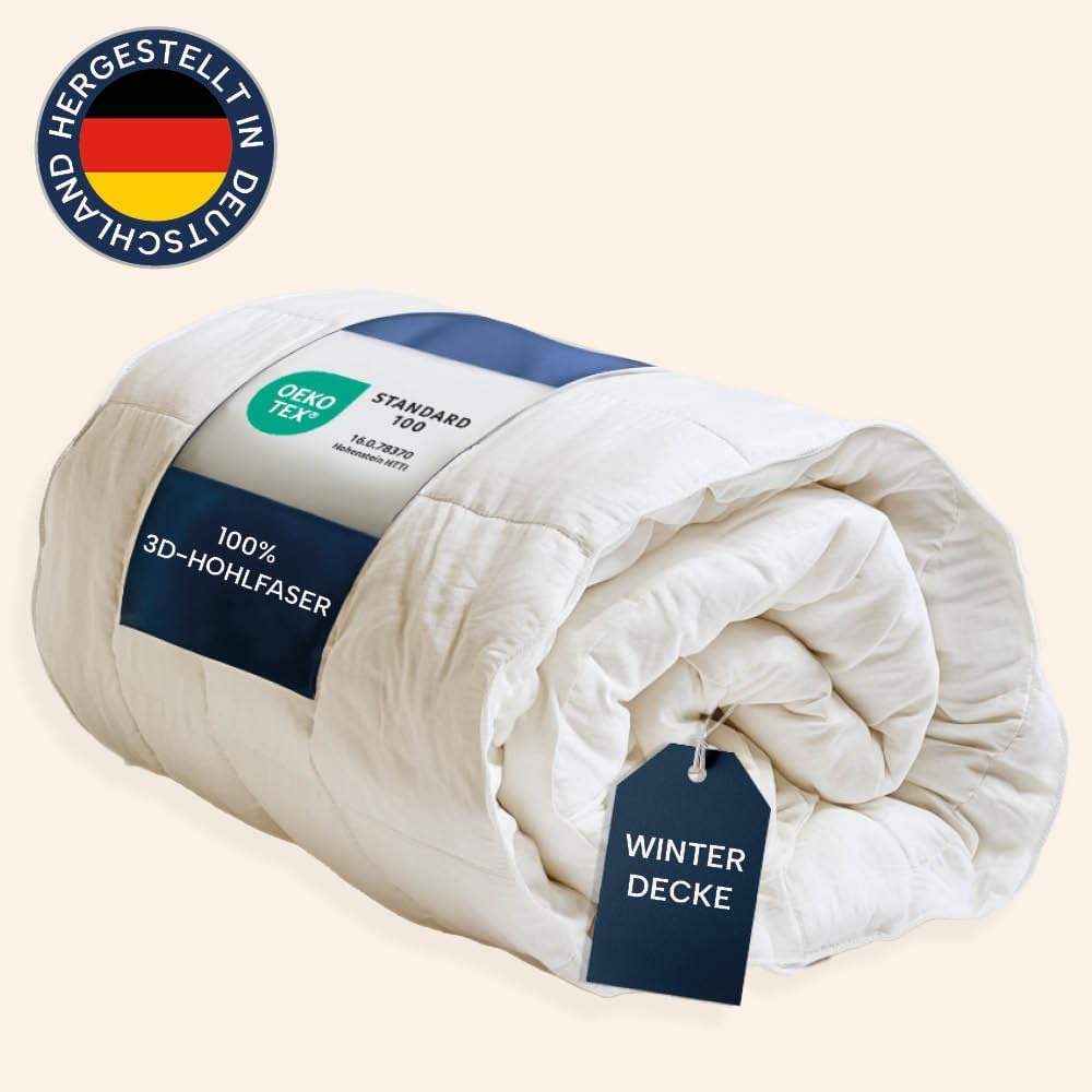 warme Comfort Winter Bettdecke Duo | Steppbettdecke | Microfaser allergikerfreundlich | Ökotex 100 | waschbar bis 60 Grad | 135 x 200 cm, weiß