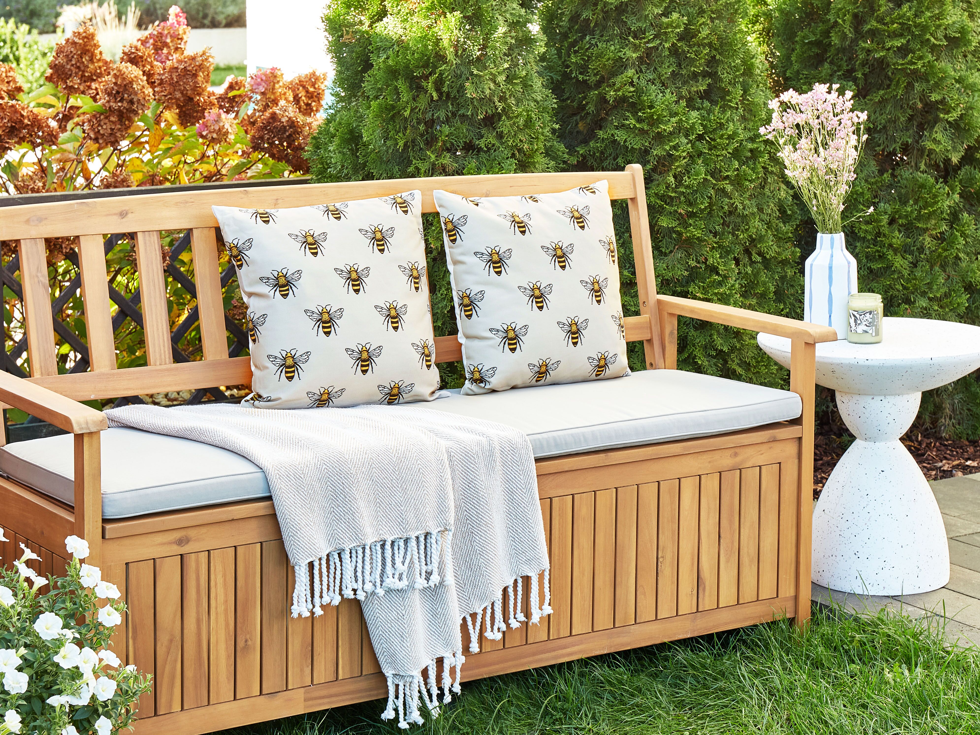 Set van 2 tuinkussens CANNETO dierenprint 45 x 45 cm Beige