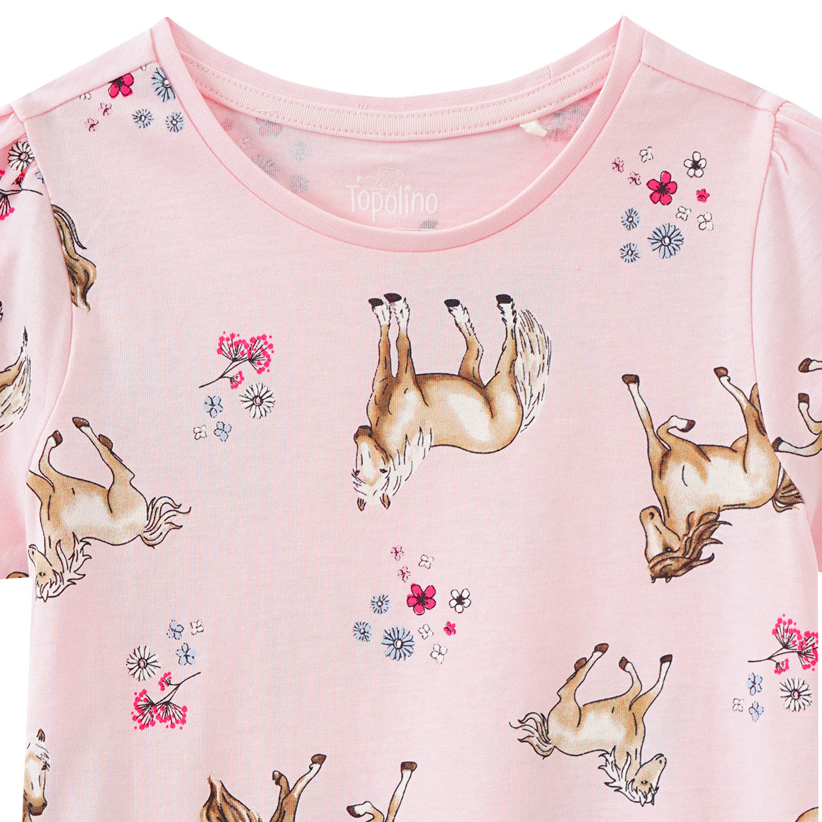 Topolino Mädchen T-Shirt mit Pferde-Allover rosa