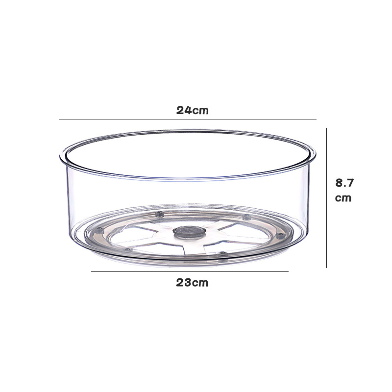 (Ø24cm) Drehteller Küchen Organizer 360º Grad Kühlschrank Turn Table Platte Gewürzregal - Transparent
