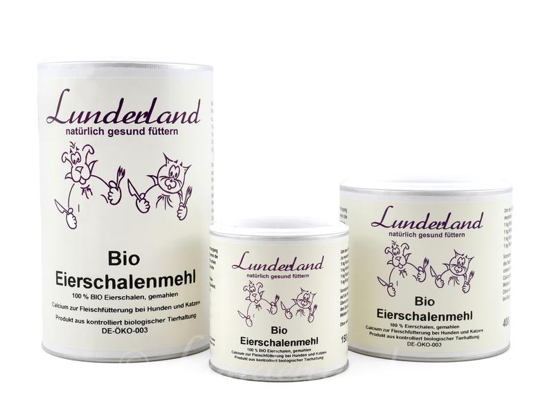 Lunderland Hunde-Nahrungsergänzung Bio-Eierschalenmehl, 400 Ergänzungsfuttermittel für Hunde und Katzen