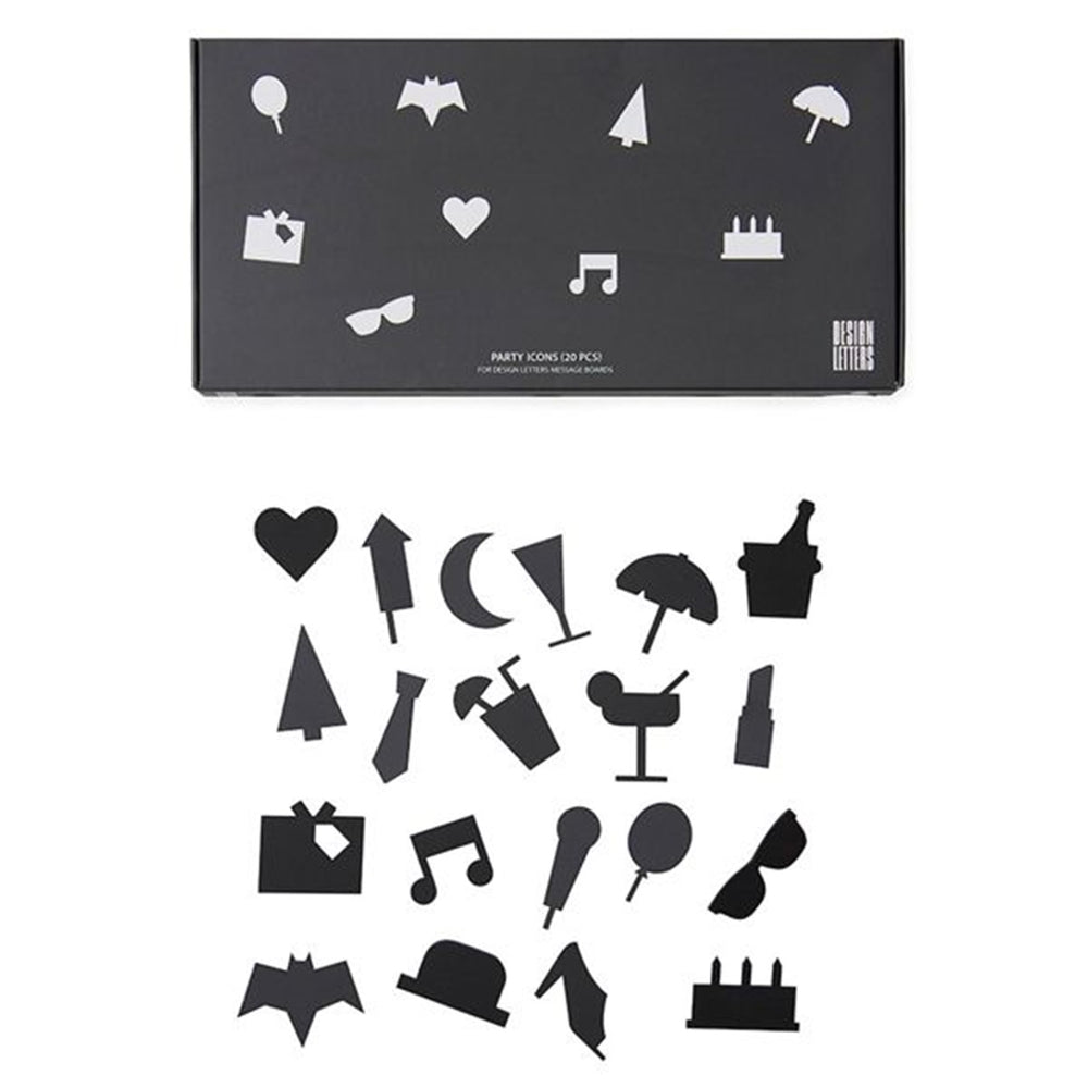 Køb Design Letters Party Icons for Messageboard Black
