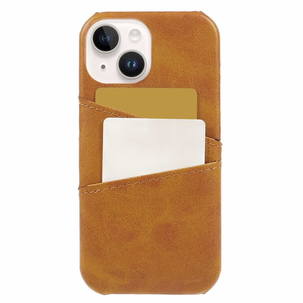 iPhone 15 Leder Hülle Snap Case   Kartenfach - Hellbraun