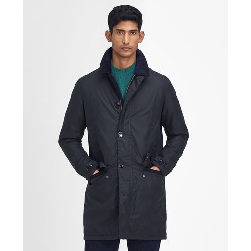 Barbour Wax Mac Frakke, Navy/Greenloch Tartan, L